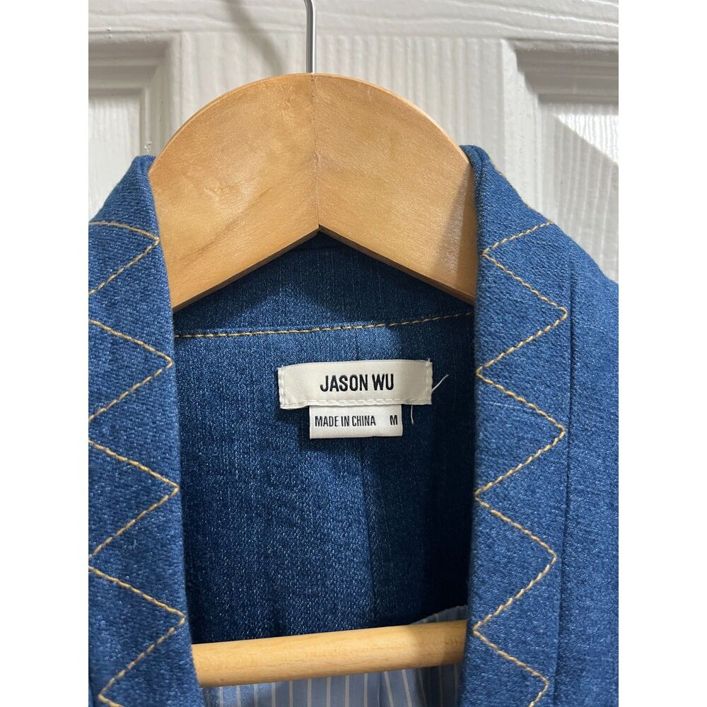 Jason Wu Denim Sleeveless Blazer Vest Size Medium Double Breasted Gold Buttons - Picture 6 of 6